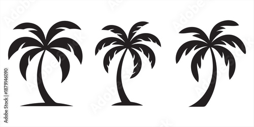 Three silhouetted palm trees Vector