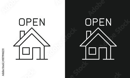 Open House Real Estate Marketing Icon Set, Residential Property Listing, Home Sales, and Agency Advertising Vector Line Art for Brokerage and Mortgage Apps