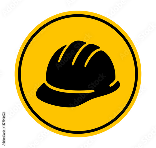 Safety helmet icon. Mandatory hard hat sign PPE compliance symbol for construction and industrial workplaces, used in safety signage, manuals, apps, and regulations