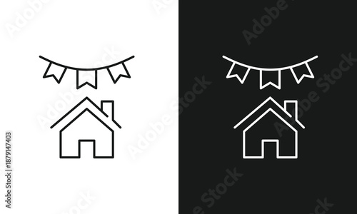 Real Estate House Search and Market Growth Icon Set, Professional Property Investment, Smart Home Technology, and Residential Service Vector Line Art for Agency Branding and Marketing