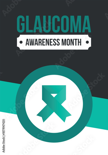 Glaucoma Awareness Month. Celebrate annual in January. Vision problems. Save your eyes. Prevention and protection. Green ribbon. Medical healthcare concept. Poster, banner and background. Vector