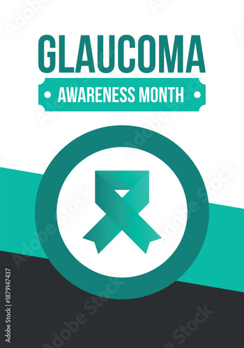Glaucoma Awareness Month. Celebrate annual in January. Vision problems. Save your eyes. Prevention and protection. Green ribbon. Medical healthcare concept. Poster, banner and background. Vector