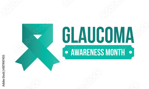 Glaucoma Awareness Month. Celebrate annual in January. Vision problems. Save your eyes. Prevention and protection. Green ribbon. Medical healthcare concept. Poster, banner and background. Vector