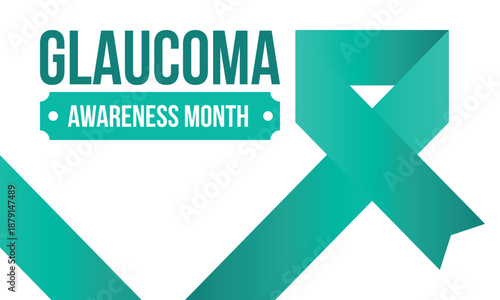 Glaucoma Awareness Month. Celebrate annual in January. Vision problems. Save your eyes. Prevention and protection. Green ribbon. Medical healthcare concept. Poster, banner and background. Vector