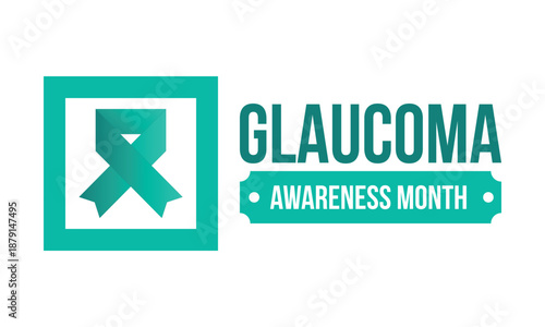 Glaucoma Awareness Month. Celebrate annual in January. Vision problems. Save your eyes. Prevention and protection. Green ribbon. Medical healthcare concept. Poster, banner and background. Vector