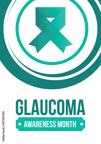 Glaucoma Awareness Month. Celebrate annual in January. Vision problems. Save your eyes. Prevention and protection. Green ribbon. Medical healthcare concept. Poster, banner and background. Vector