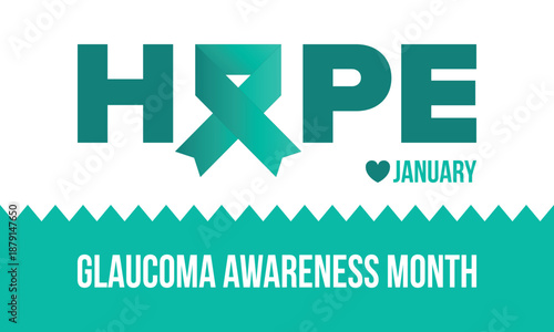 Glaucoma Awareness Month. Celebrate annual in January. Vision problems. Save your eyes. Prevention and protection. Green ribbon. Medical healthcare concept. Poster, banner and background. Vector