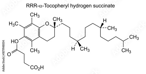 RRR-α-Tocopheryl hydrogen succinate, chemical structure of RRR-α-Tocopheryl hydrogen succinate, drug substance