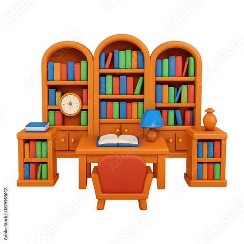 Wallpaper Mural PNG Colorful library study room illustration. Torontodigital.ca