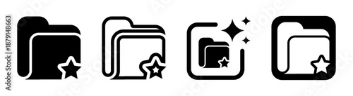 Black favorite folder icon with star on transparent background