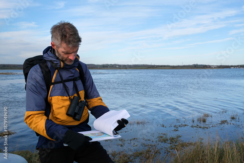 Εκτύπωση καμβά Environmental Scientist Reviewing Ecological Restoration Project Data on Clipboa