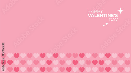 Charming pastel pink Valentine's Day background featuring a decorative border of various shaded hearts, perfect for romantic messages and festive celebrations