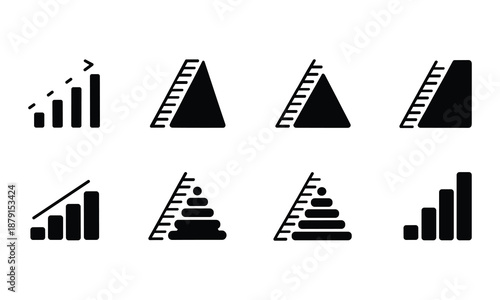 Set of business and growth icons representing success and alerts