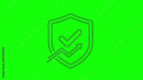 Security Approval Protection Line Icon Animation on Green Screen