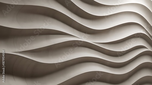 Wavy textured surface with layered undulating patterns in monochromatic beige tones creating a sense of depth and visual interest