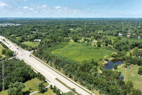Aerial view of a parcel of land for sale