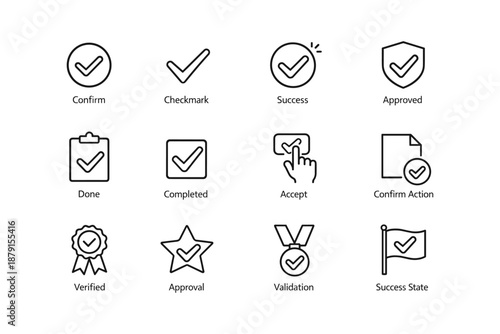 Checkmark icons for success and validation in various applications