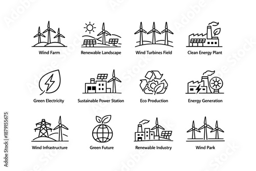 Icons of wind energy and renewable power sources