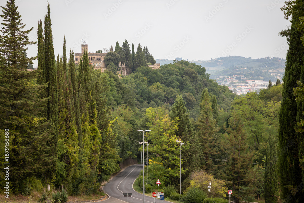 Fototapeta premium Castello di Badia - Badia castle on the Poggio Marturi hill, municipality of Poggibonsi, province of Siena, Tuscany, Italy