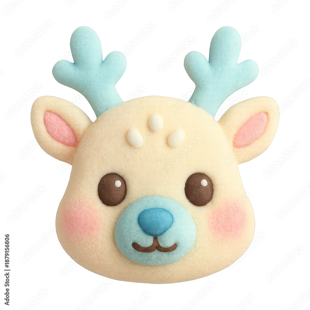 Fototapeta premium PNG Cute cartoon reindeer face illustration.