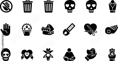 Valentine's day icons isolated on transparent background love symbols and signs