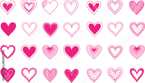 Valentine's day heart illustrations isolated on transparent background romantic love symbols
