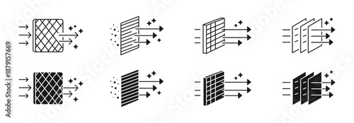 Air purifier icon set. Air filter icon. Particle Filter, dust cleaner, vector illustration . 