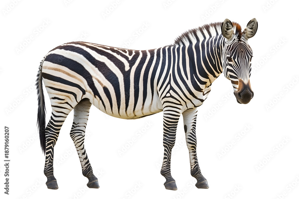 Fototapeta premium Beautiful zebra isolated over white background