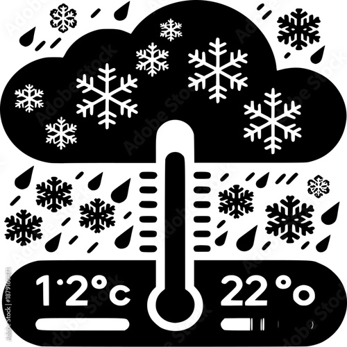 Weather Icon: A symbolic illustration showcasing diverse weather conditions. The icon is a black and white image. 