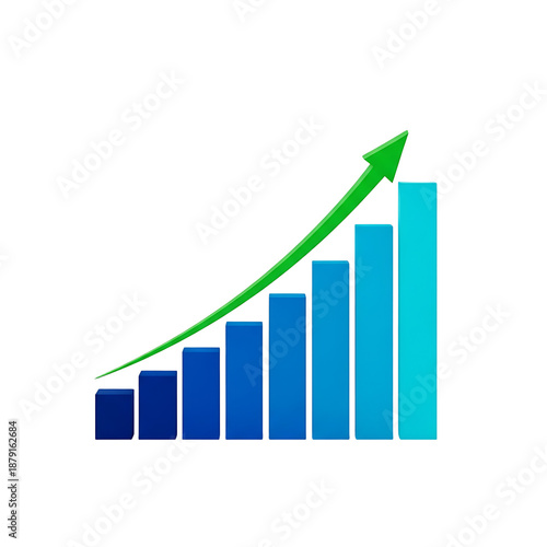 A green arrow ascends over a blue bar graph on a black background on transparent background Free Download A green arrow ascends over a blue bar graph on a black background on transparent background - GFXLoad