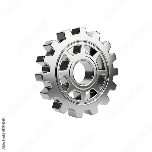 A shiny metal gear on transparent background