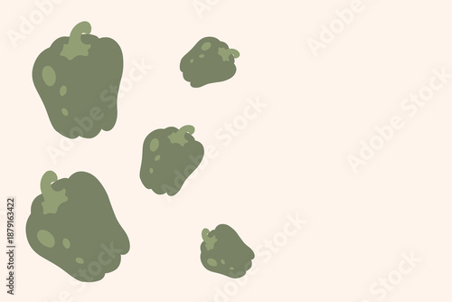 Art & Illustration Fresh green pepper, vector illustration, healthy food, organic vegetables