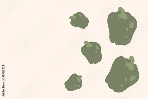 Art & Illustration Fresh green pepper, vector illustration, healthy food, organic vegetables