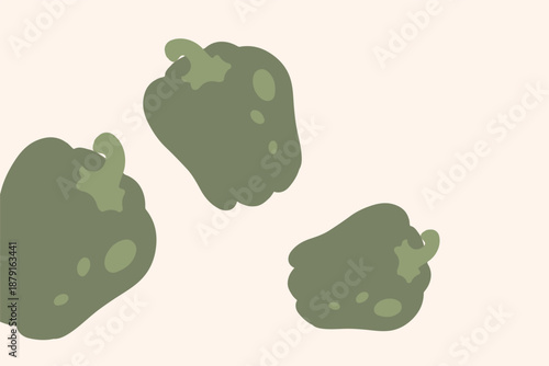 Art & Illustration Fresh green pepper, vector illustration, healthy food, organic vegetables