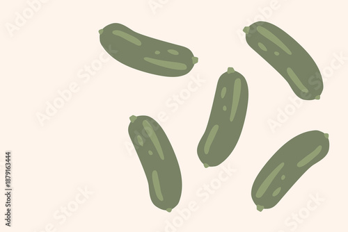 Art & Illustration Fresh green cucumber, vector illustration, healthy food, organic vegetables, for banners and web design