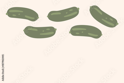 Art & Illustration Fresh green cucumber, vector illustration, healthy food, organic vegetables, for banners and web design