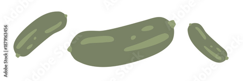 Art & Illustration Fresh green cucumber, vector illustration, healthy food, organic vegetables, for banners and web design