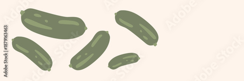 Art & Illustration Fresh green cucumber, vector illustration, healthy food, organic vegetables, for banners and web design