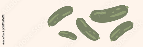 Art & Illustration Fresh green cucumber, vector illustration, healthy food, organic vegetables, for banners and web design