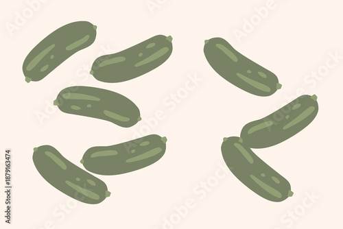 Art & Illustration Fresh green cucumber, vector illustration, healthy food, organic vegetables, for banners and web design