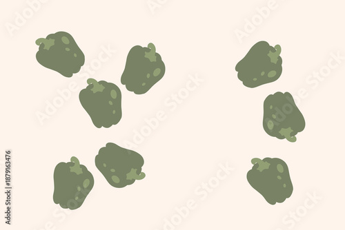 Art & Illustration Fresh green pepper, vector illustration, healthy food, organic vegetables