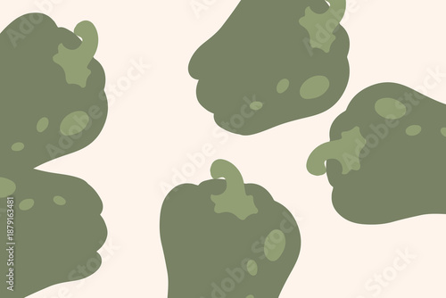 Art & Illustration Fresh green pepper, vector illustration, healthy food, organic vegetables
