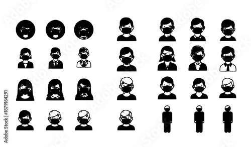 Person in mask icon vector elements for web interface and infographic use