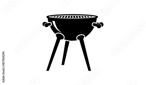 Open BBQ grill black silhouette icon for outdoor cooking and summer barbecue themes