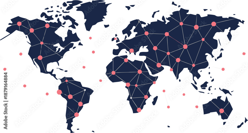 Obraz premium Global map with marked locations around the world international destinations