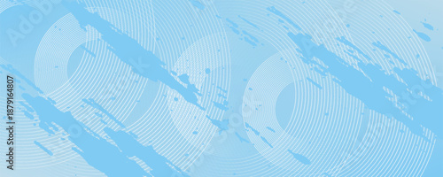 Abstract minimalist banner background, pastel colorful, blue and white gradations. Circle effect style geometric simple art