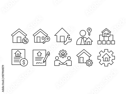 Property Management line editable icon set. Editable stroke. vector illustration