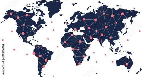 Global map with marked locations around the world international destinations