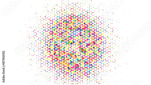 Dynamic Rainbow Triangle Halftone Pattern with Vibrant Multi Color Geometric Shapes for Creative Artistic Background Design Vector Illustration