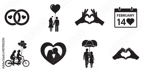 Love Icon Collection: A set of charming and simple icons that depict the essence of love, romance, and togetherness.